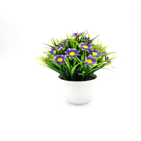 Dropshipping Potted Artificial Daisies Flowers in Pot Silk Bonsai Plants With Vase for Indoor Bedroom Home Decor