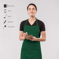 Kitchen Household Cooking Apron Men Women Oil-Proof Waterproof Adult Waist Custom Adjustable Polyester Green Aprons 3 Pockets