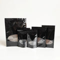 10.5x19cm New Arrival Plastic Zip Lock Black Packaging Bags Resealable Glossy Stand up Pouch with Clear Window