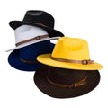 New Retro Men's Wool Felt Fedora Hat Rivet Leather Belt Buckle Deco Accessory Jazz Hats
