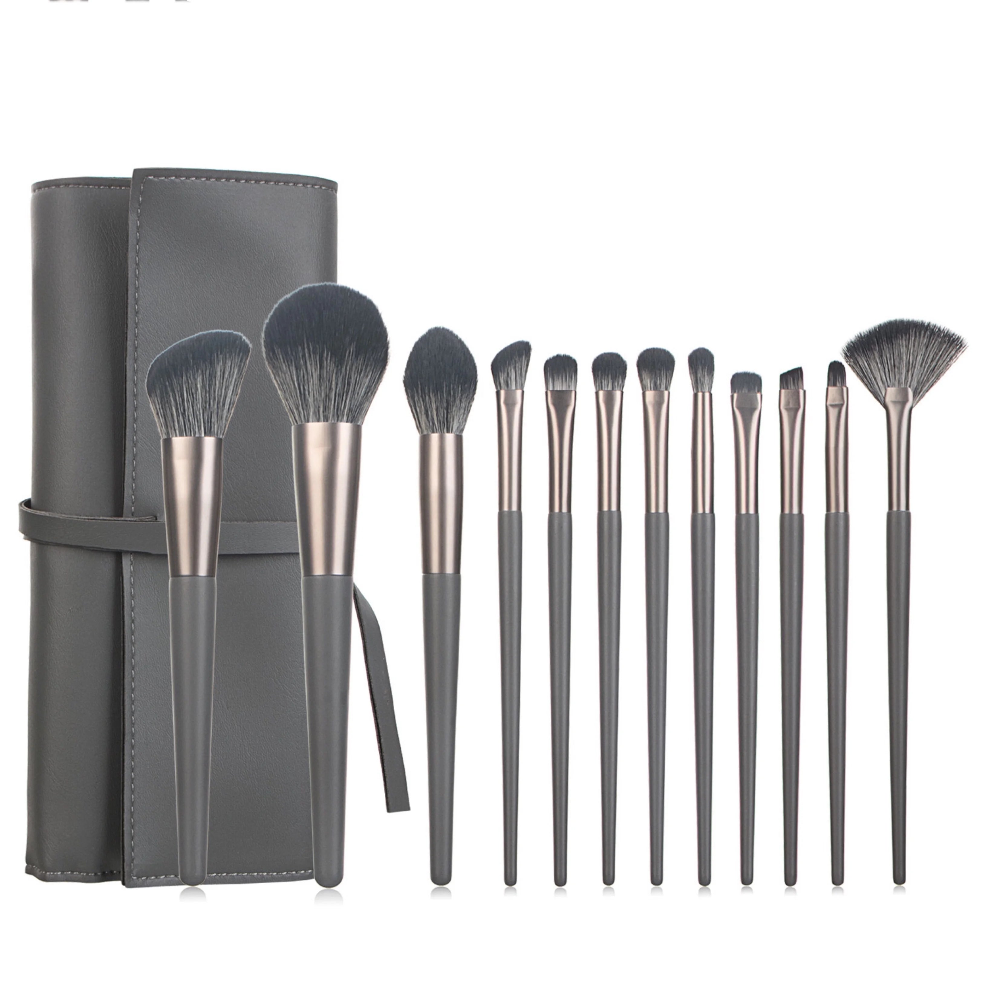 Custom logo 12pcs Cosmetic Makeup Brush Set Face Makeup Brush Kit with Bag
