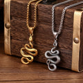 Fashion Animal Men's Necklace Jewelry Silver Snake Pendant Stainless Steel Necklace for Man