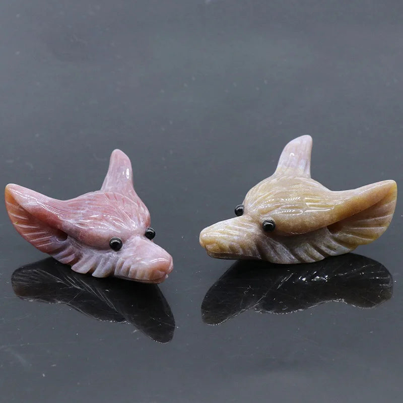 Huiying New Factory Prices Hand Carved Natural Gemstone Wolf Head Figurines crafts