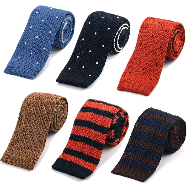 Wholesale New Design Men's Polyester Knitted Simple Dot Strip Custom Skinny Knit Tie Knitted Neckties MegaBDM