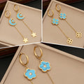 New Waterproof Jewelry Enamel Flower Heart Drop Earring Stainless Steel Gold Plated Huggies Hoop Earrings for Women