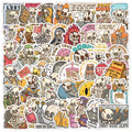 50PCS Funny Quotes Cute Smoking Skeleton Drinking Ghost Sticker
