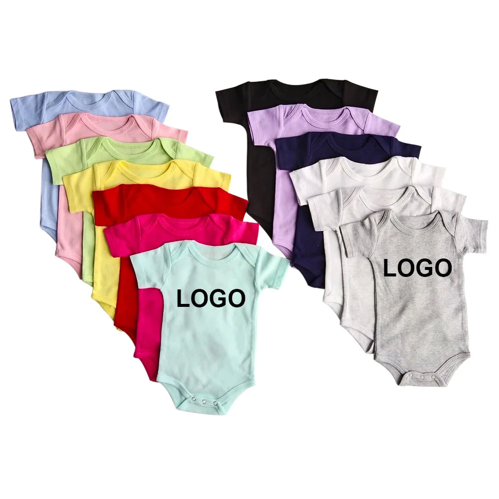 Factory 100% Cotton Blank White New Born Baby Clothes Rompers Short/long Sleeve Baby Onesie Custom Print Baby Romper
