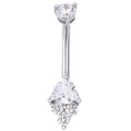 Eternal Solid Gold 14K White Gold Internally Threaded Navel Rings Wedding Body Piercing Jewelry Wholesale