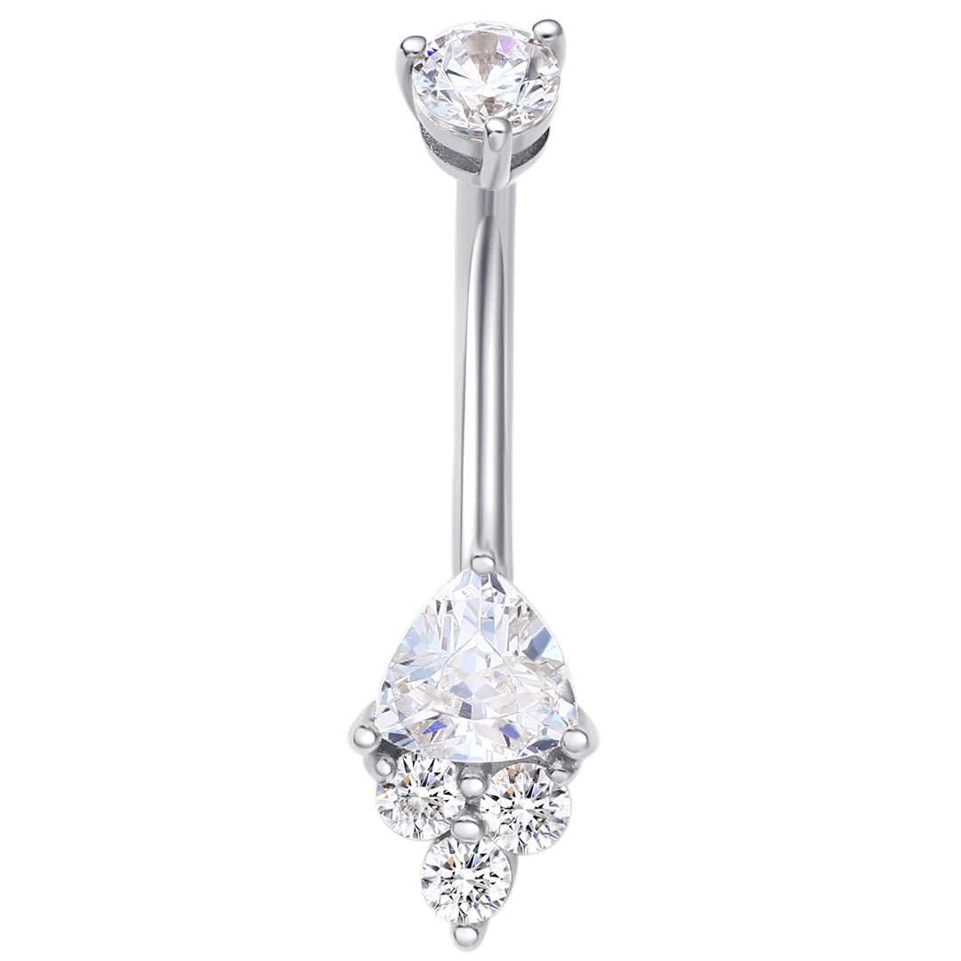 Eternal Solid Gold 14K White Gold Internally Threaded Navel Rings Wedding Body Piercing Jewelry Wholesale