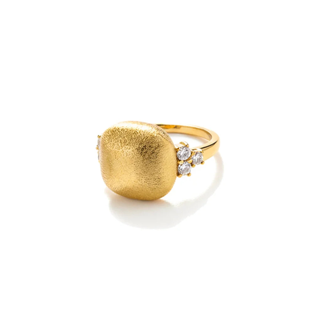 Luxury Real Gold Filled Vintage Three-Petal Flower Ring Trendy Style Certified for Women's Wedding and Engagement