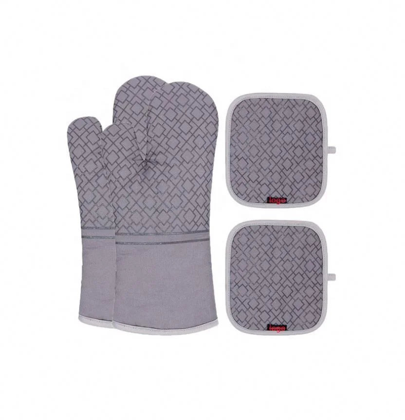 2025  Hot 4Pcs Heat Resistant Silicone Oven Mittens with Mini Oven Mitts Hot Pads Potholders for Kitchen Baking Cooking