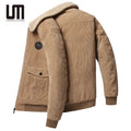 OEM ODM Autumn Winter New Products Men Warm Thick Fleece Fur Collar Corduroy Casual Plus Size Jacket