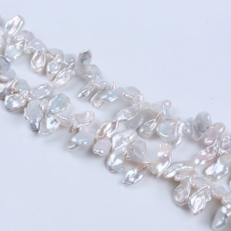 Zhuji  Natural Freshwater White 10-12mm Irregular Shape Pearl Strands for DIY