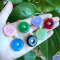 Colorful Jade Peace Buckle Pendant Dragon Phoenix Chengxiang Gold Inset Jade Diamond Pendant Necklace  Men and Women Lovers