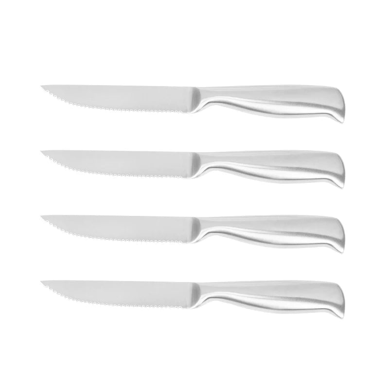 4-Piece Steak Knife Set with High Carbon Stainless Steel Ultra-Sharp Straight Edge Blades LFGB Certified Ambidextrous Design