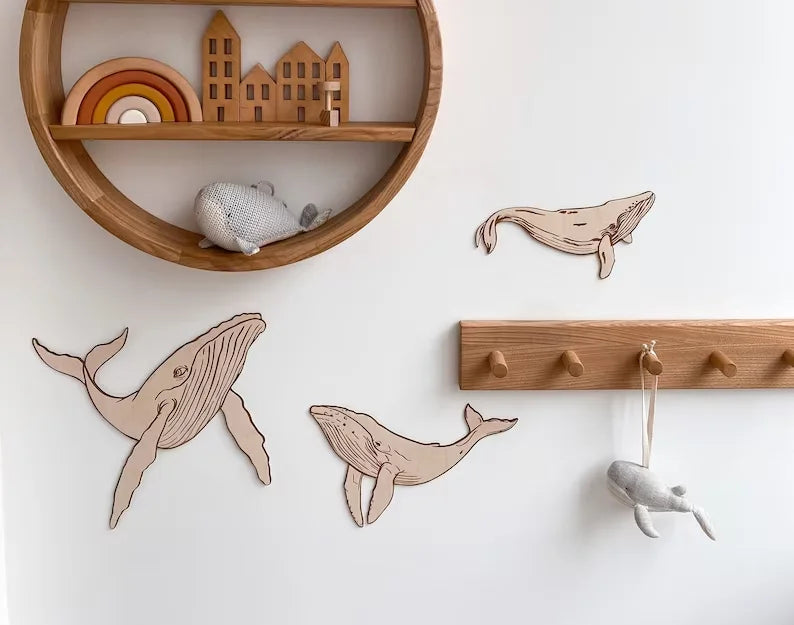 Rattan Whale Sealife Sea Creatures Under the Sea for Nursery Decor