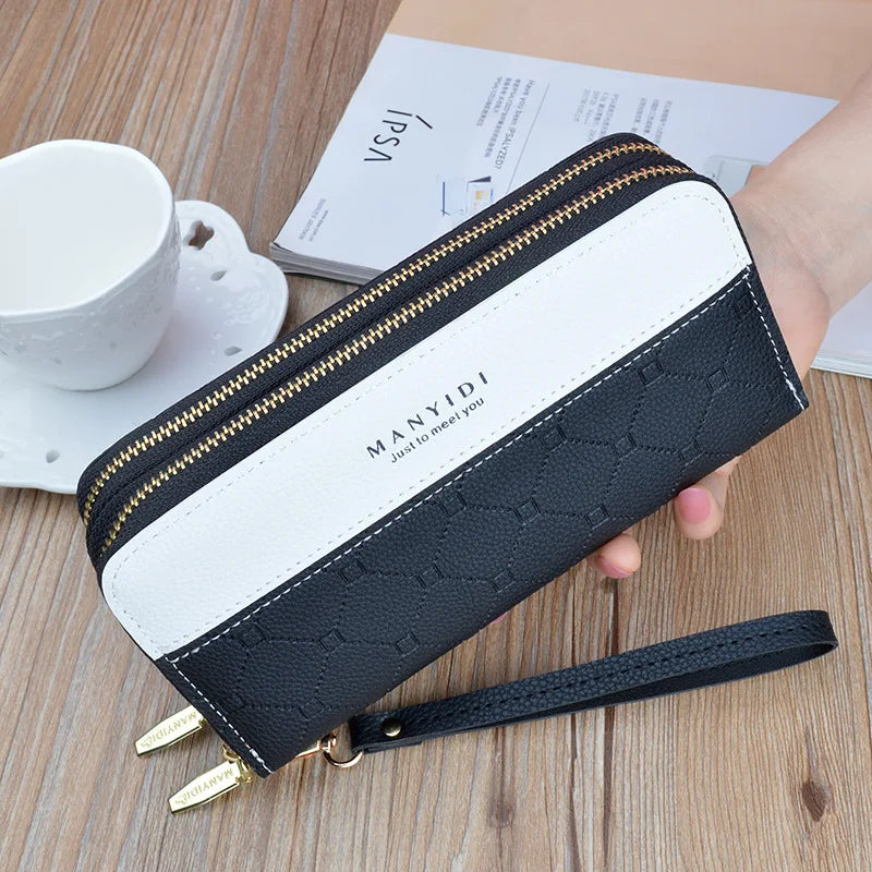 Women Luxury Double Zipper Wallet Design Tassel Fashion Long Pu Leather Wallet for Women