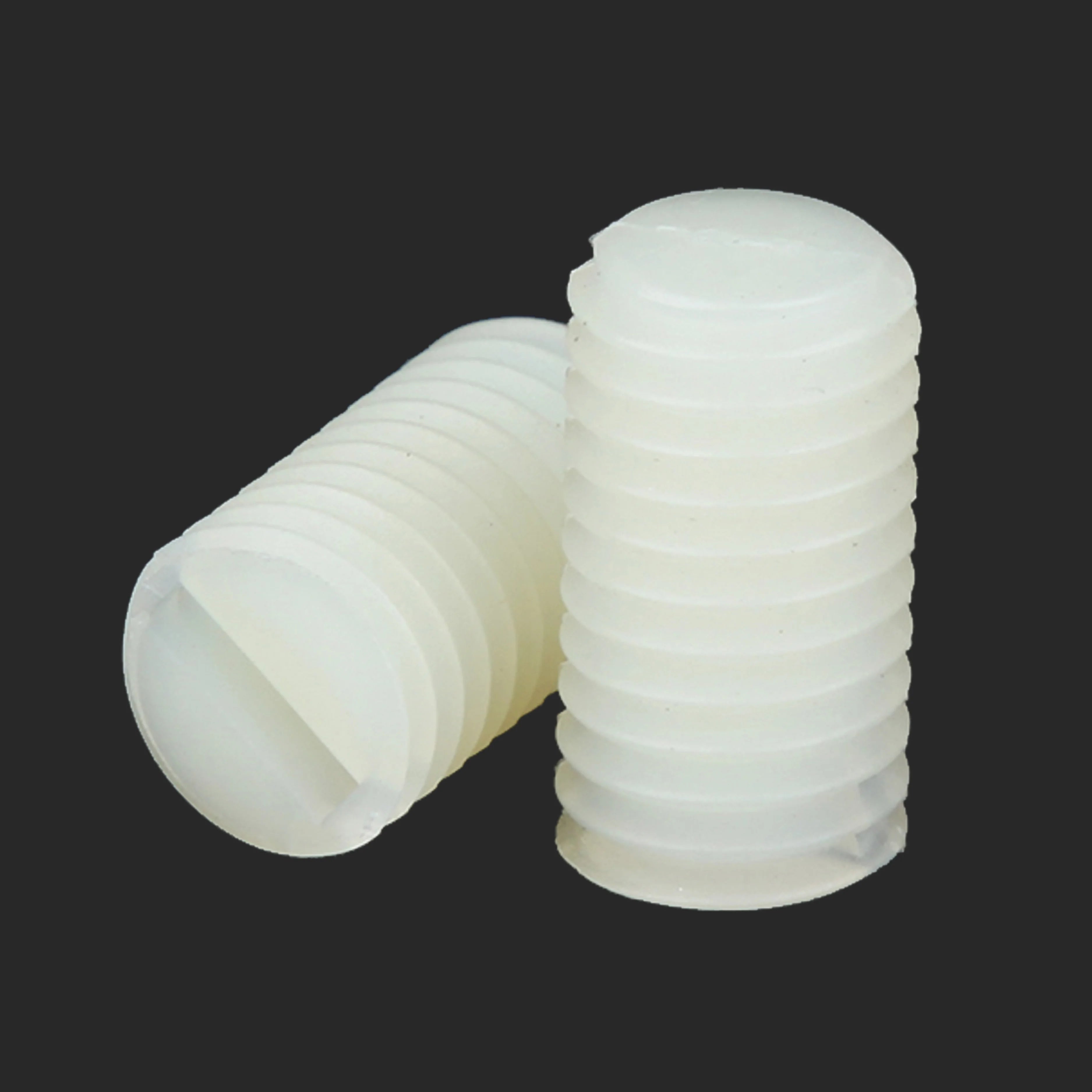 China Wholesales 2-56 4-40 8-32 Screws Hex Set Screw Nylon Slotted   Socket Plastic Screw 1/4 5/16 3/8 1/2
