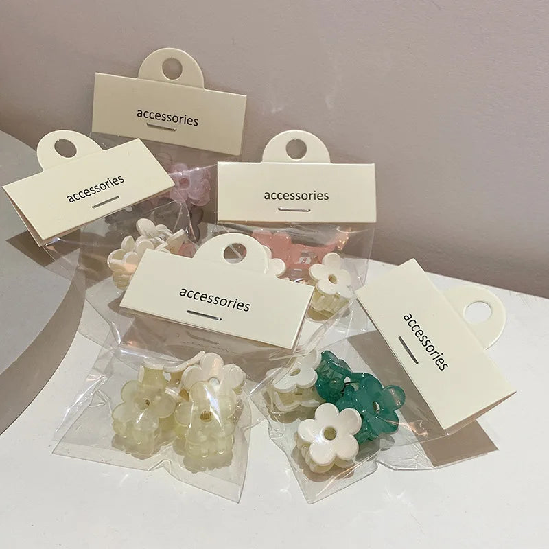 Flower Mini Hair Claw Clips 4pcs Set Sweet Cute Hair Clips with Claw Girls Jelly Matte Hair Clips Claw with Good Quality