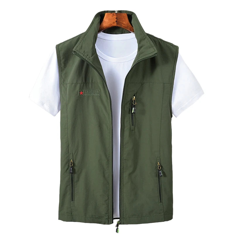 Wholesale Customized logo Outdoor Casual Men's Fisherman Vest Soft Shell Quick Drying Running Vest Photography Fisherman Vest
