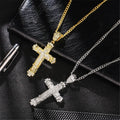 Hip Hop Men's Silver Gold Plated Iced Out Cross Pendant Necklace Tennis Chain Jewelry Gift
