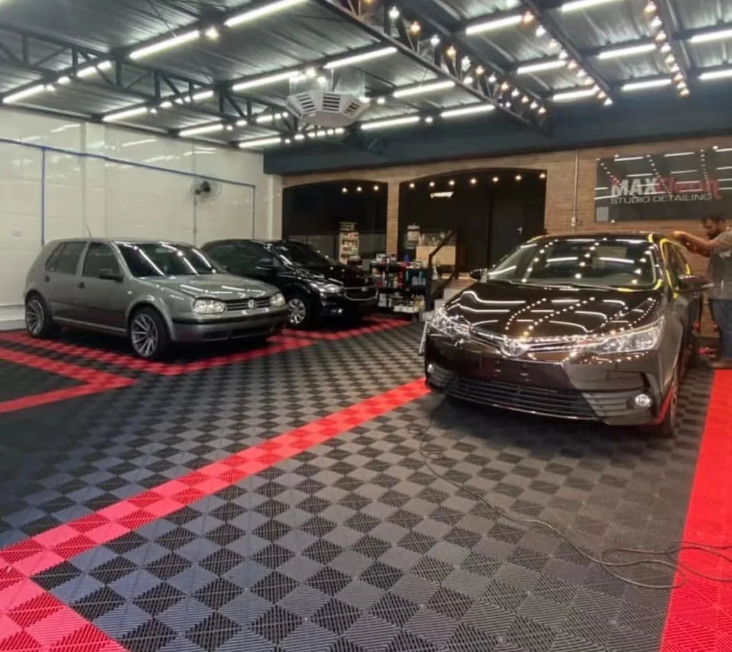 Auto Detailing Interlocking Drainage Rubber Floor Mats Modular Indoor Click-Installing Vinyl Flooring Tiles for Graphic Design