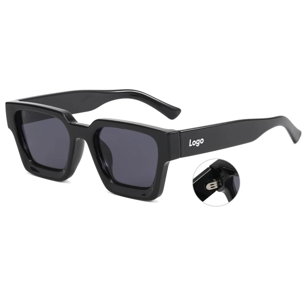 Superhot Eyewear SP009 Custom Logo Private Label Sun Glasses Vintage Black Chunky Square Sunglasses