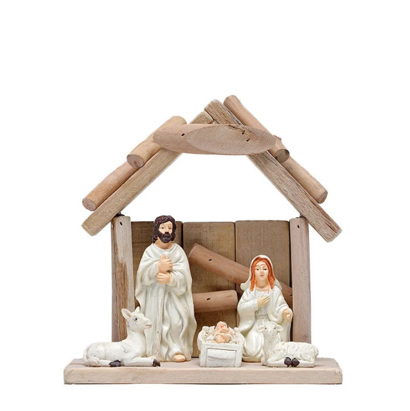Wooden Christmas Manger House Decoration Table Creative Furnishings Wood Craft