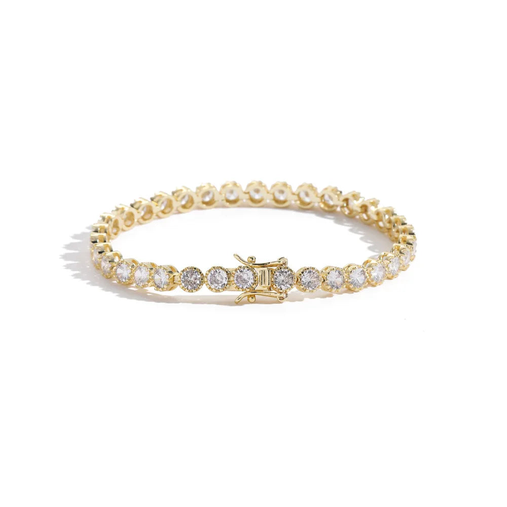 HanYu Fast Ship 4mm Brass Tennis Chain 7inch 8inch 5A Cubic Zircon Tennis Bracelet CZ Jewelry