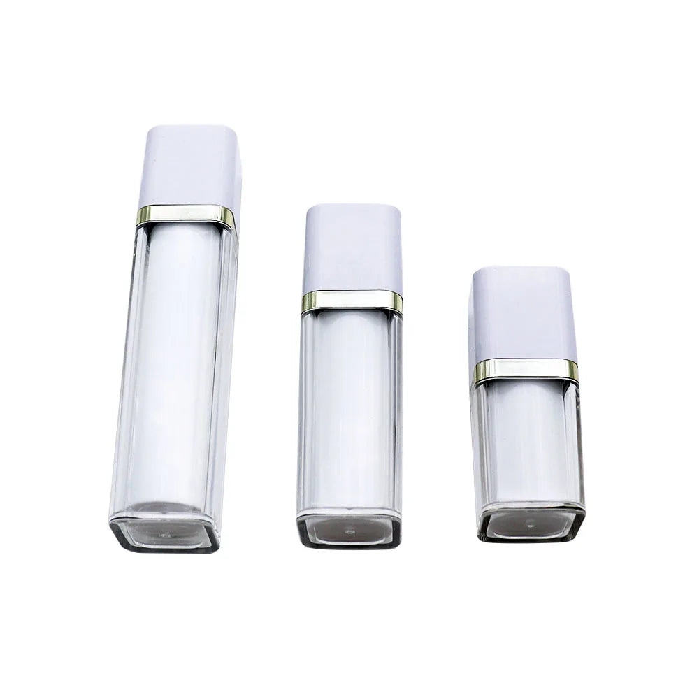 Custom logo 15ml 30ml 50ml High Grade AS White and Black Pump square Airless Bottle Cosmetic Package Container Lotion Bottle