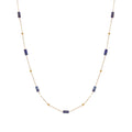 Fenny 18K Gold Plated Waterproof Elegant Lapis Lazuli Tube Bead Pendant Handmade Chain Stainless Steel Necklace for Women