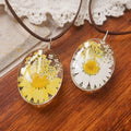 New Retro Jewelry Double Sided Eternal Flower Yellow White Daisy Dried Flower Pendant Necklace for Women