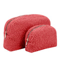 Designed Fuzzy Plush Makeup Cosmetic Bag with Golden Zipper Factory Custom Lambwool Makeup Purse Bags for Lady