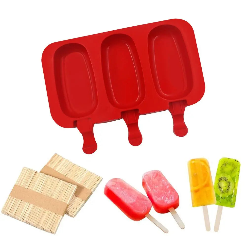 Food Grade Silicone Oval Ice Cream Mold Mousse Handmade Baking Chocolate Cake Tool DIY Ice Pops Popsicle Molds