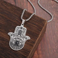 Muslim Moon Goddess Fatima Right Hand Pendant Evil Eye Mary Hamsa Stainless Steel Necklace