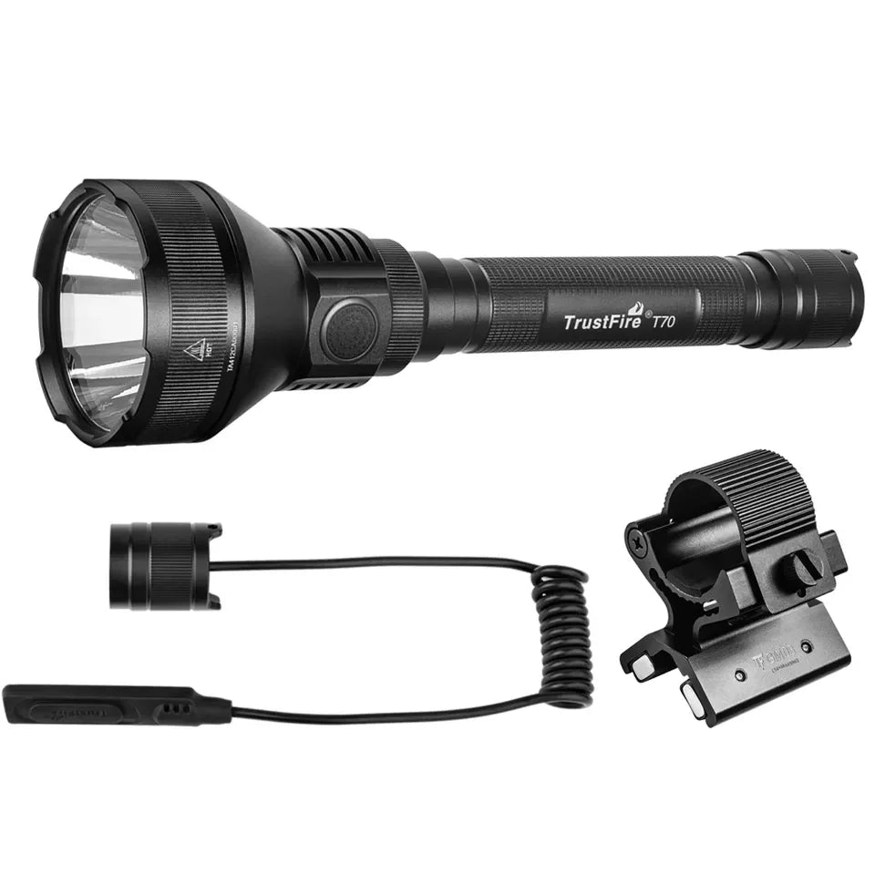 TrustFire T70 Powerful 2300 Lumens Aluminum LED  Flashlight 1000 Meters Long Distance Tactical Torch Light for Hunting