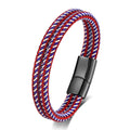 Custom Logo Multi-Layer Wrap Stainless Steel Silver Plated Punk Men's Classic Braided Bangles Jewelry OT-053