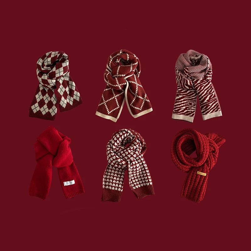 Christmas Gift Red Deer Scarf Female All-match Autumn and Winter Warm and Lengthened Student Cute Skin-friendly Scarf