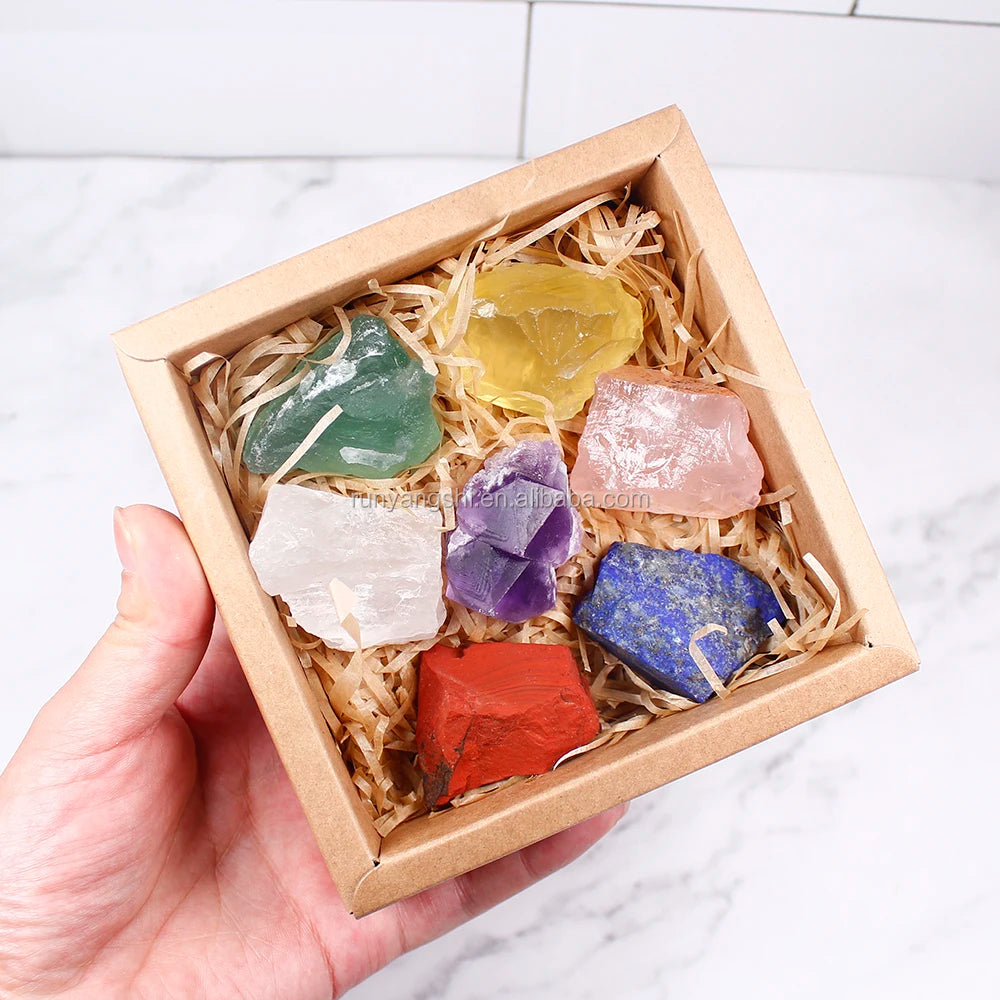 Custom Natural Set Kit Meditation Box Chakra Stone Crystals Healing Stones Raw Stone for Reiki