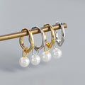European and American Cross-Border New S925 Silver INS Geometric Metal Style Antique Imitation Pearl Ear Button Silver Earrings