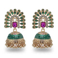 Jewelry Women Jumka Bollywood Kundan TraditionaL Jhumka Indian Gold Plated Enamel Dangling Bells Tassel Stud Earrings for Women
