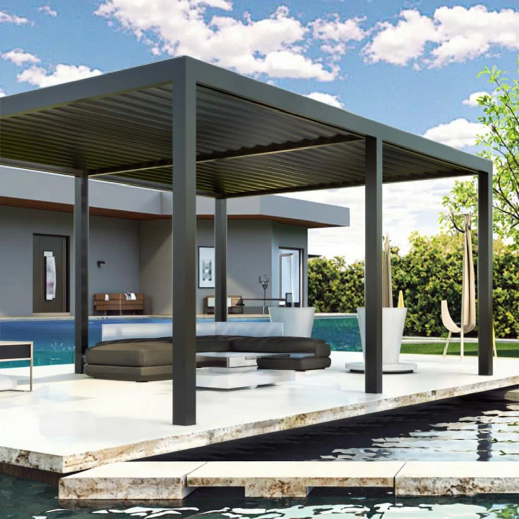 Waterproof Louver Roof System Kits Outdoor Easy Assebmled Motorized Garden Bioclimatic Aluminium Louver Pergola