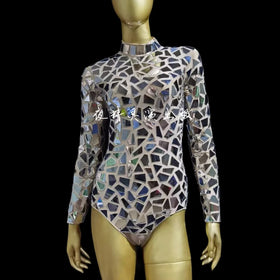 Sexy Sequin Pole Dance Leotard DJ Stage Show Costume Club Bodysuits Photoshoot Bodycon Romper Women Party One Piece Jumpsuits