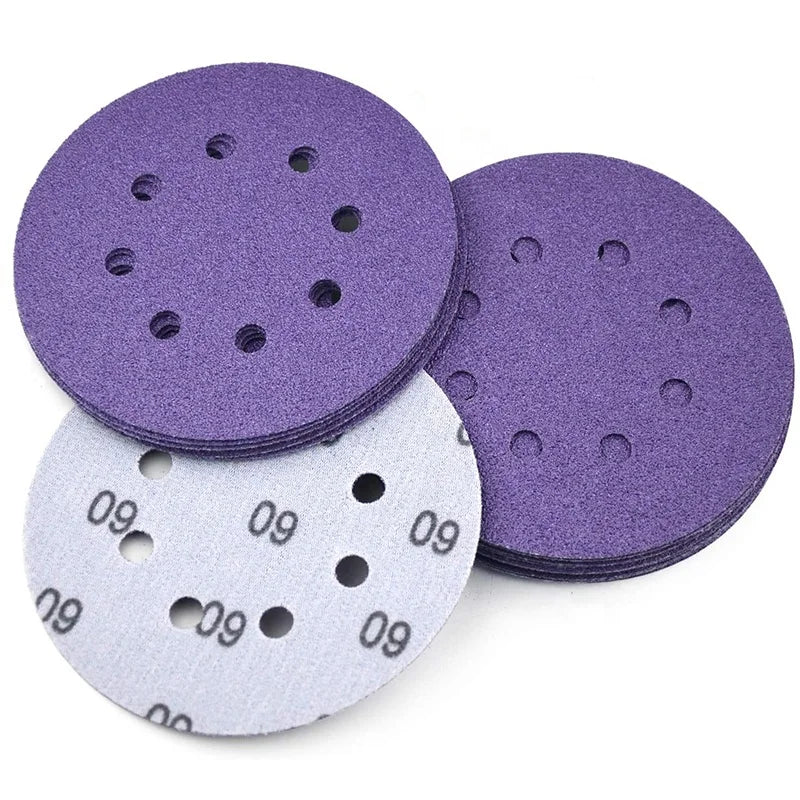 Factory Price 150mm Purple Ceramic Hook and Loop Sand Paper Abrasive Sanding Discs for Polishing Carbody and Putty