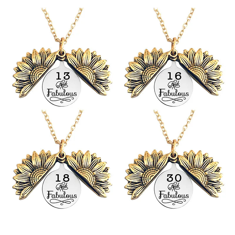 Ywganggu Stainless Steel Opening Sunflower Necklace Accessories Custom Fine Jewelry Necklaces for Birthday Exquisite Gift