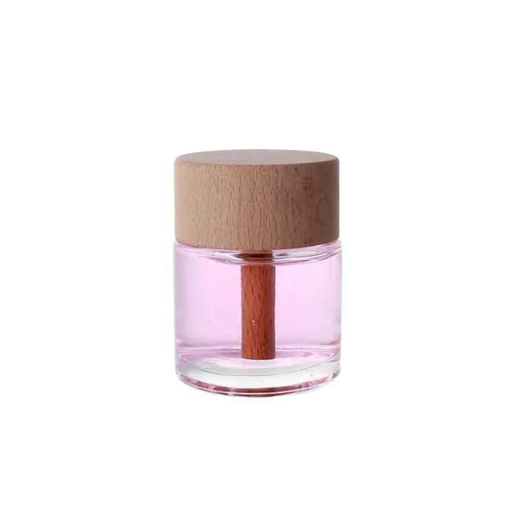Hot Sale 50ML Glass Diffuser Bottles with Screw Cap Aromatherapy Car Diffuser Wood Cap and Reed for Essential Oil