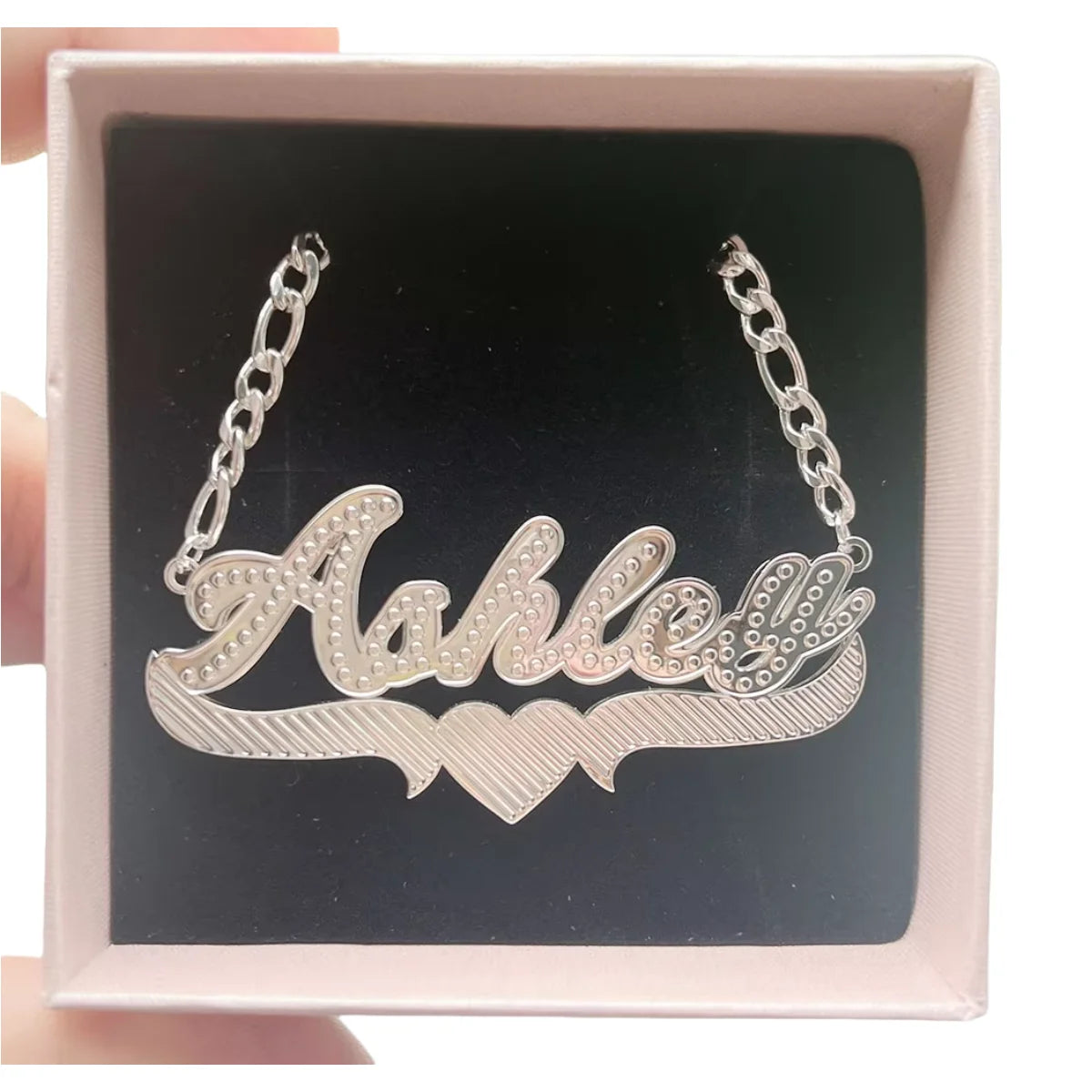 Qiuhan Popular Custom Stainless Steel Double Layer Name Hip Hop Name Necklace