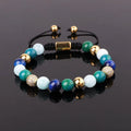 New Fashion 8mm Natural Stone Green Blue Jade Beads Custom Logo Macrame Braided Women Friendship Bracelet
