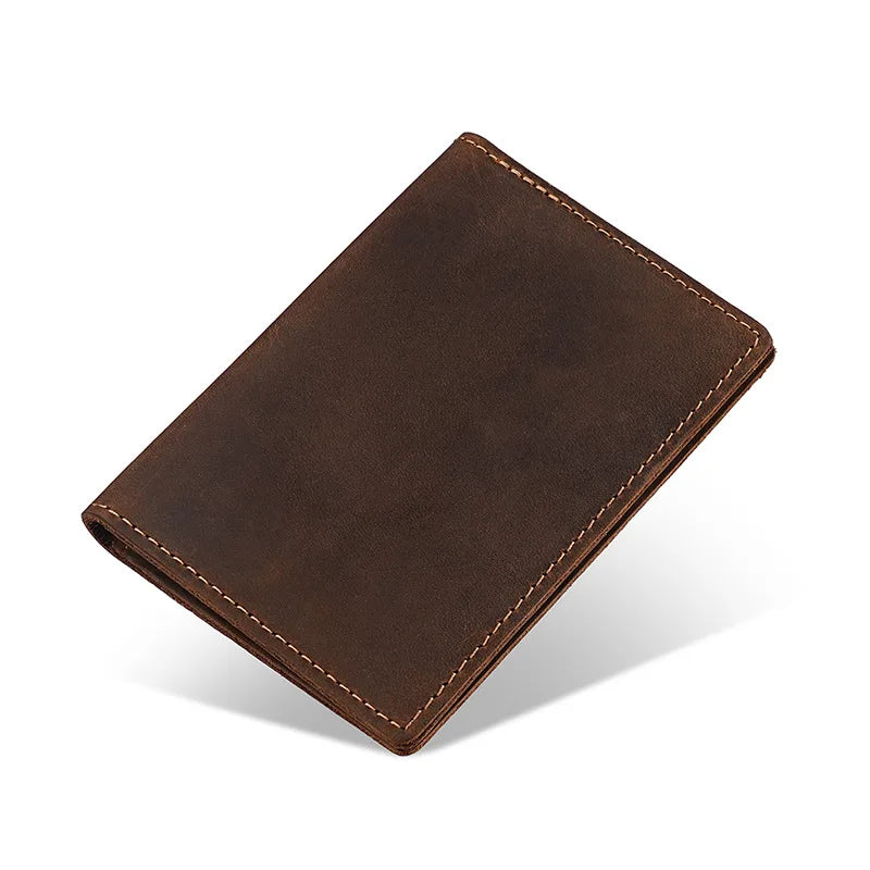 Factory Wholesale Price Retro Men's ID Card Bank Card Bag Crazy Horse Leather Credit Card Holder