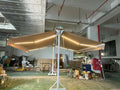 SHUNYIFA OEM Outdoor Retractable Awning LED Light Polycarbonate Sail Gray Color Full Cassette Motorized Double Open 8m
